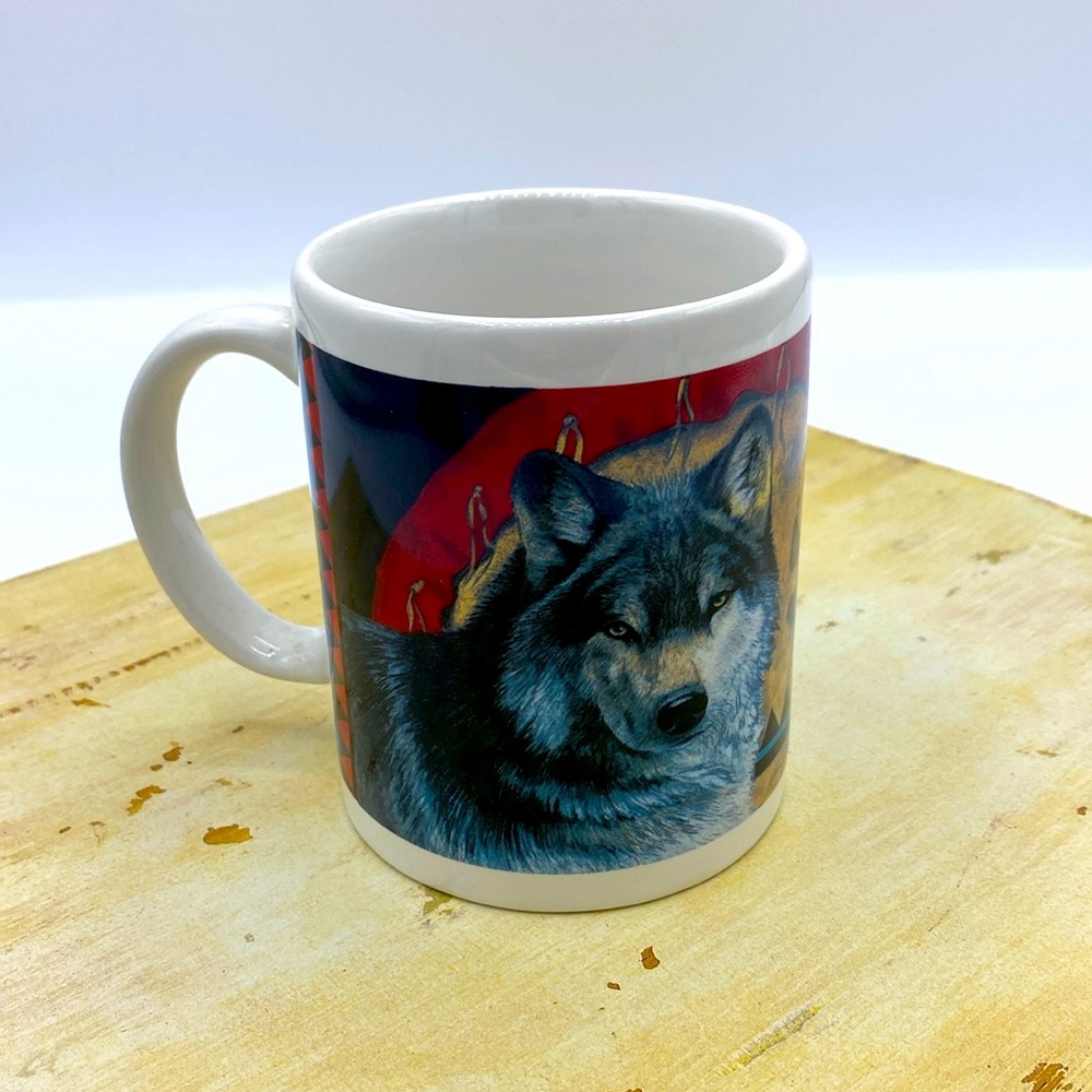 Leanin’ Tree Boulder Colorado Native American Wolf Mug By Nancy Wood Tabor